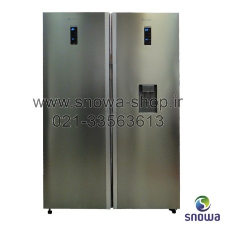 یخچال فریزر دوقلو هایپر استیل اسنوا Snowa Hyper Twin Side By Side Refrigerator Stainless Steel Freezer SN6-1019SS