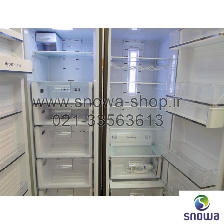 یخچال فریزر دوقلو هایپر استیل اسنوا Snowa Hyper Twin Side By Side Refrigerator Stainless Steel Freezer SN6-1019SS