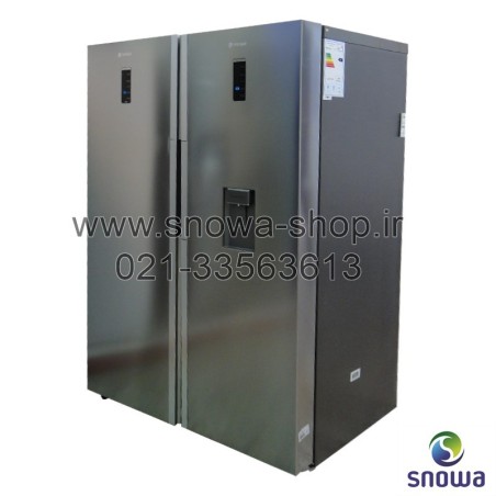 یخچال فریزر دوقلو هایپر استیل اسنوا Snowa Hyper Twin Side By Side Refrigerator Stainless Steel Freezer SN6-1019SS