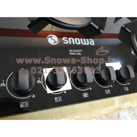 اجاق گاز صفحه ای توکار 5 شعله اسنوا G217 شیشه ای سکوریت  Snowa Built-In Safety Glass Gas Cooker