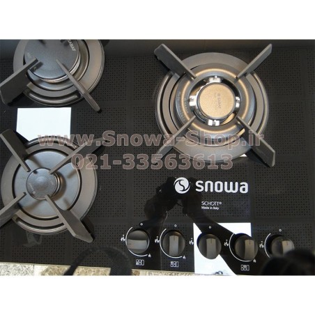 اجاق گاز صفحه ای توکار 5 شعله اسنوا G218 شیشه ای سکوریت  Snowa Built-In Safety Glass Gas Cooker