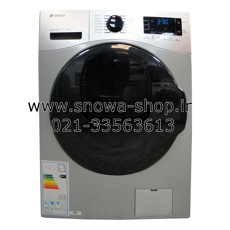 ماشین لباسشویی مدل SWM-84608 Wash in Wash نقره ای اسنوا ظرفیت 8 کیلوگرم Snowa Add Wash